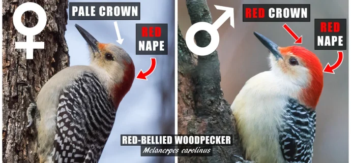 Red-Bellied_Woodpecker_Male_vs_Female